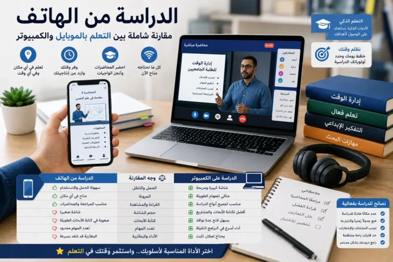 الدراسة من الهاتف مقارنة بالكمبيوتر