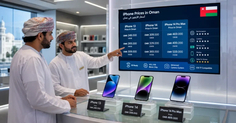 أسعار iPhone 13 وiPhone 14 وiPhone 14 Pro Max في عُمان داخل معرض حديث للهواتف الذكية